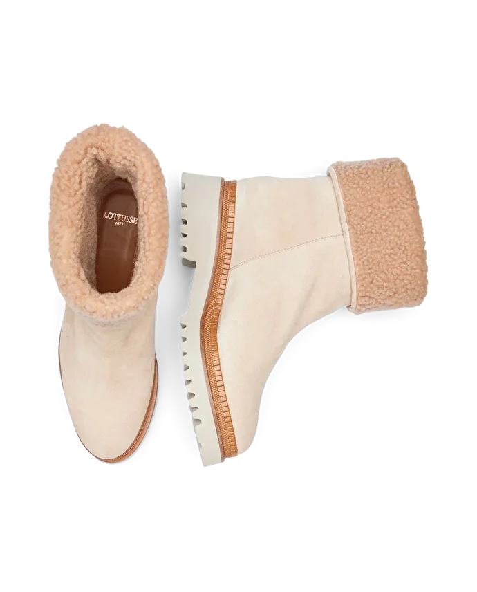 Lottusse Bottines En Veau Velours Taupe