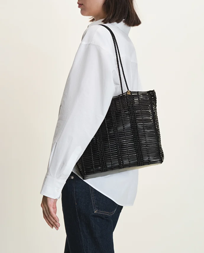 Lottusse Cabas En Cuir De Veau Multicolore Et Noir