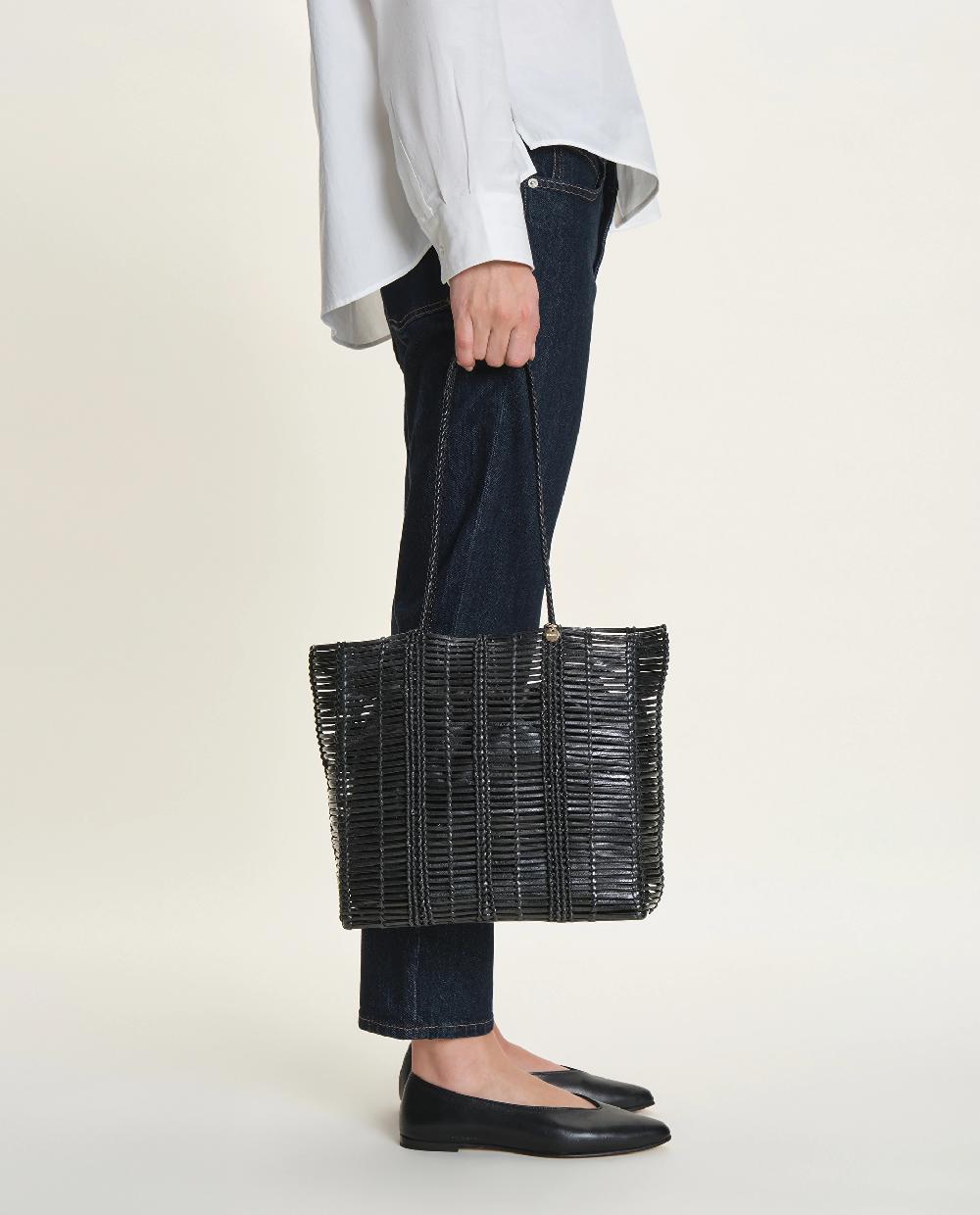 lottusse Cabas En Cuir De Veau Multicolore Et Noir