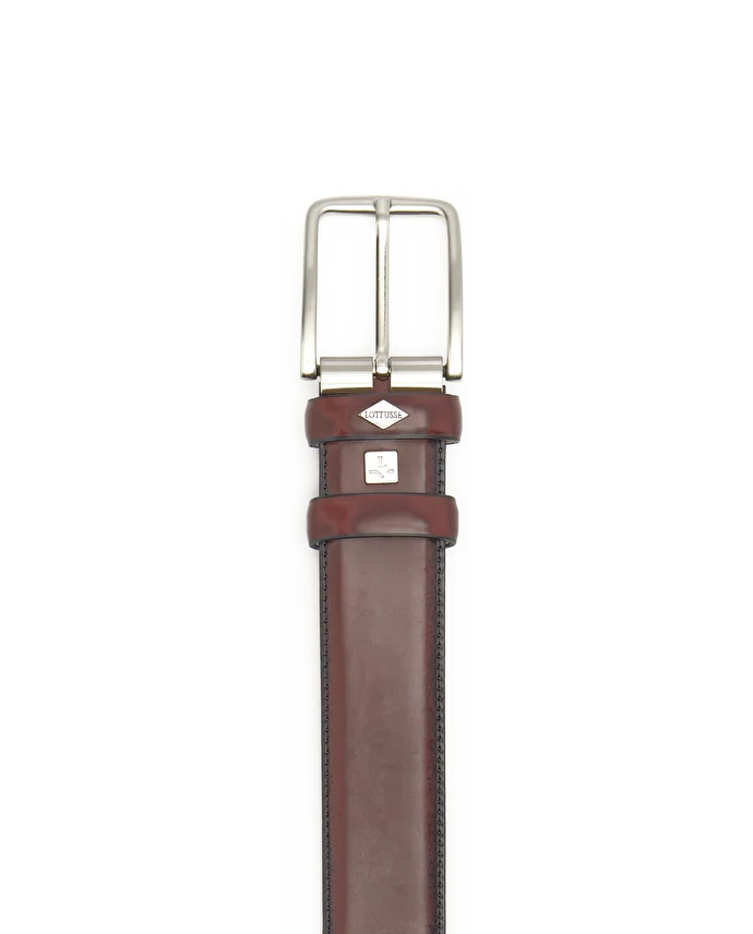 Lottusse Ceinture à Boucle Cuir De Veau Bordeaux