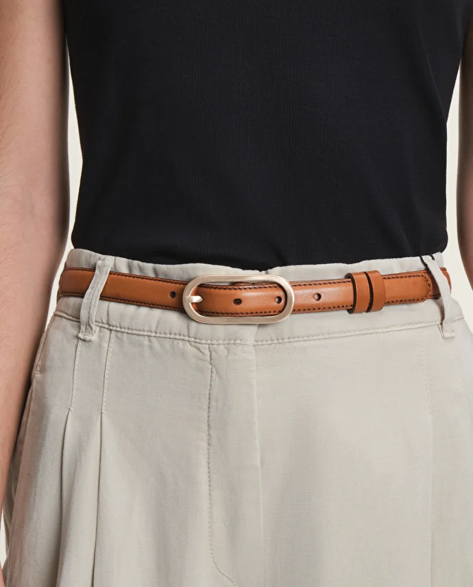 lottusse Ceinture à Boucle cuir de veau marron