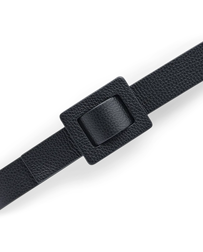 Lottusse Ceinture à Boucle Cuir De Veau Noir