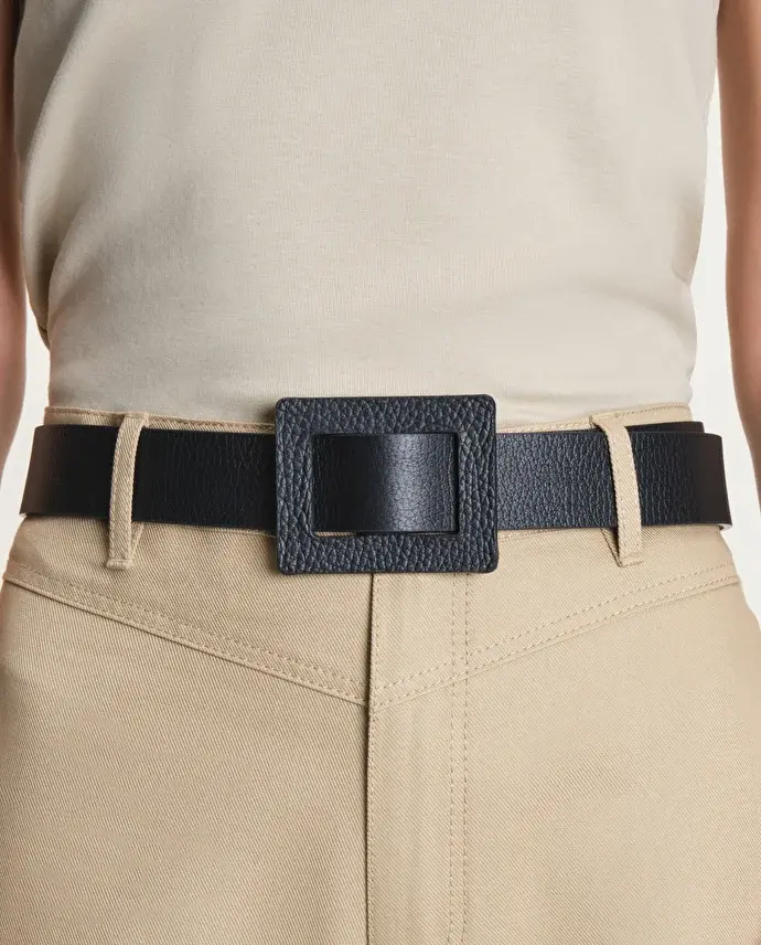 lottusse Ceinture à Boucle cuir de veau noir