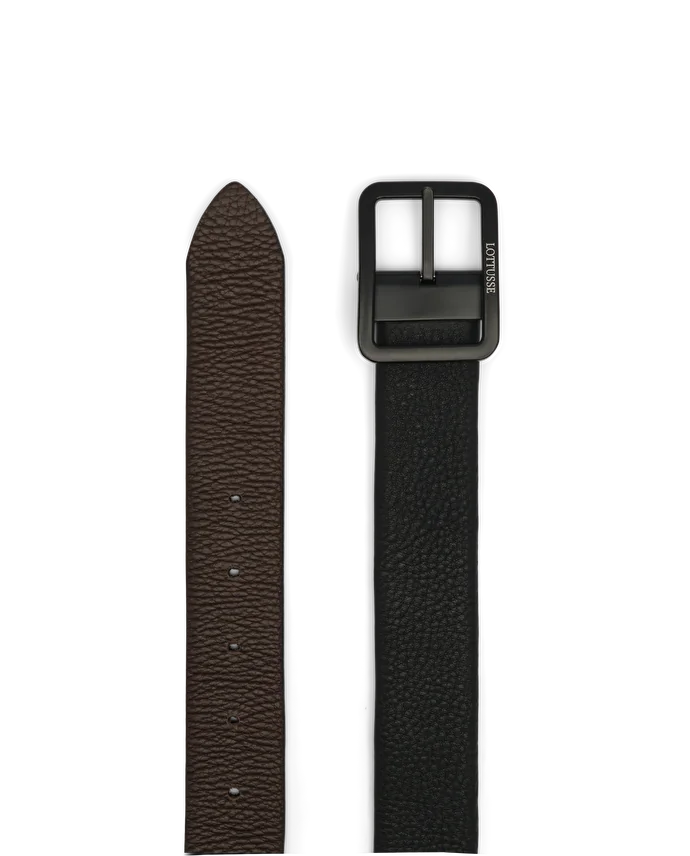 Lottusse Ceinture Cuir De Veau Brun/Noir