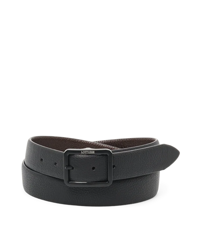lottusse Ceinture Cuir de Veau Brun/Noir