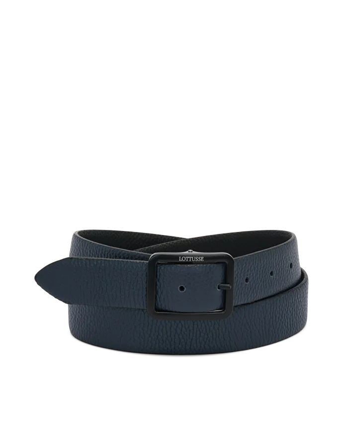Lottusse Ceinture En Cuir De Veau Bleu Marine/noir