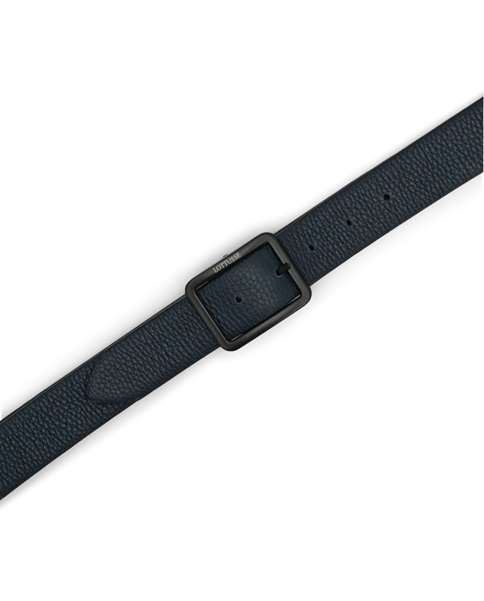Lottusse Ceinture En Cuir De Veau Bleu Marine/noir