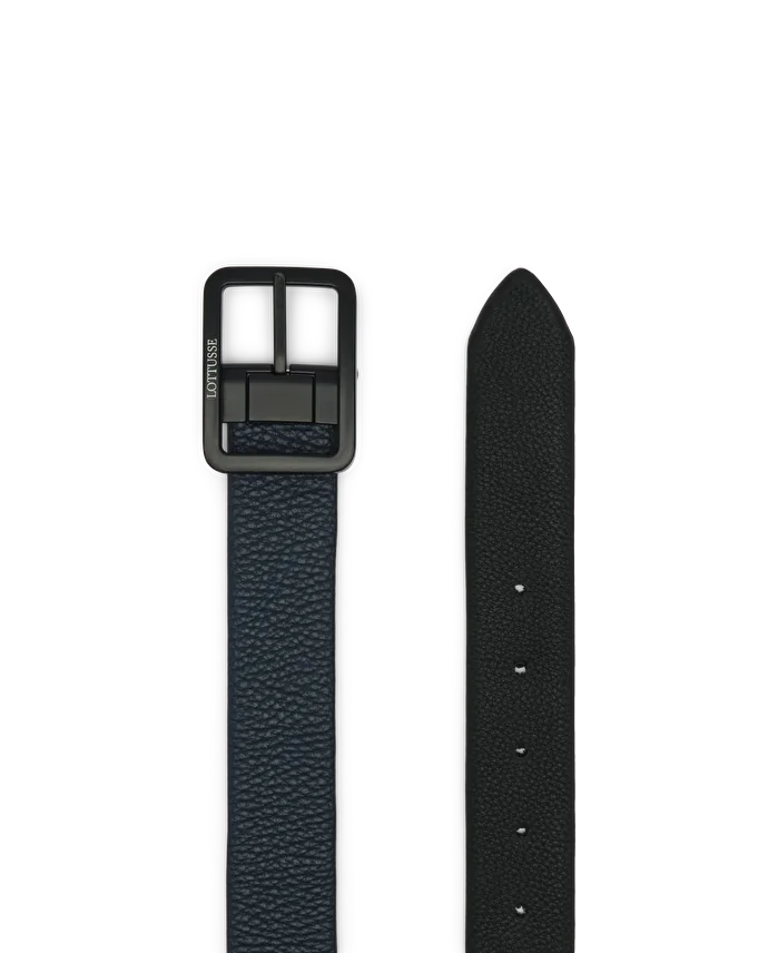 Lottusse Ceinture En Cuir De Veau Bleu Marine/noir