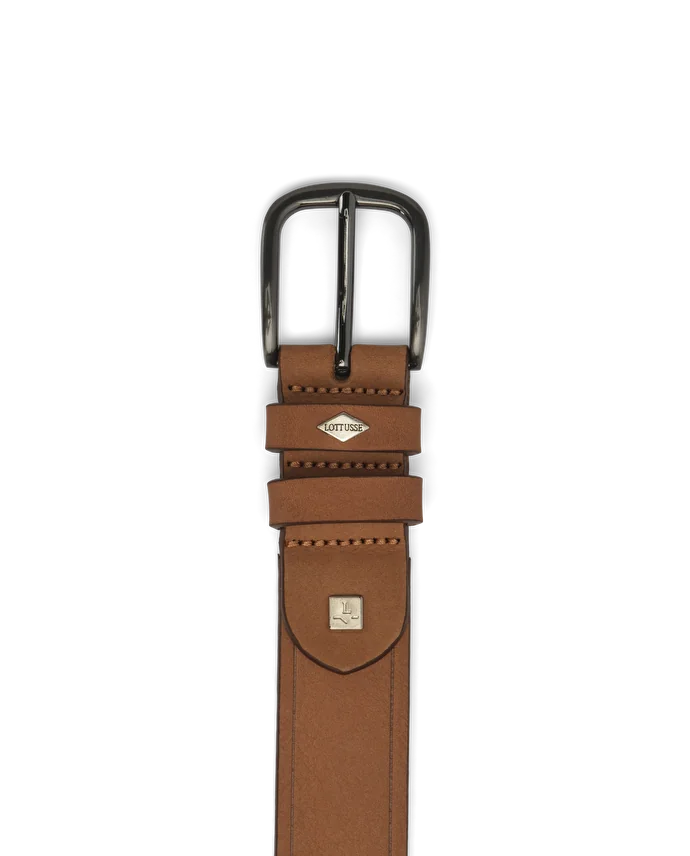 Lottusse Ceinture En Cuir De Veau En Daim Marron