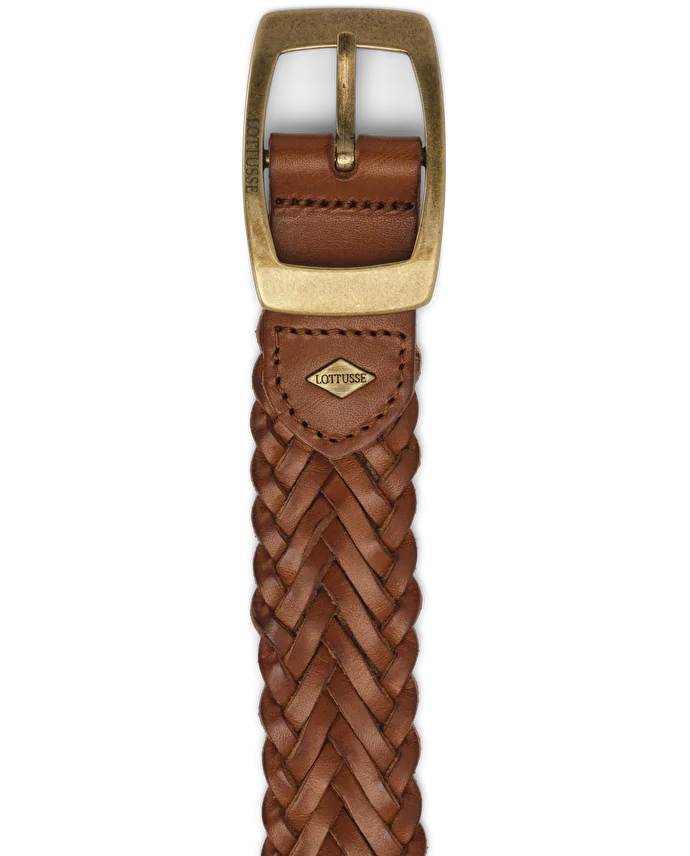 Lottusse Ceinture En Cuir De Veau Tressée Marron