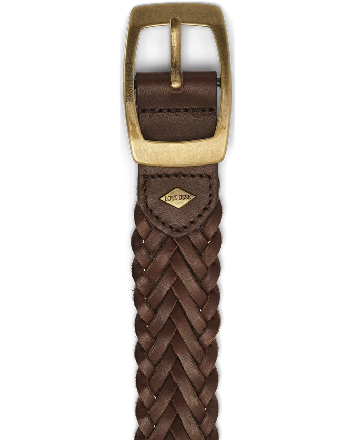 Lottusse Ceinture En Cuir De Veau Tressée Moka