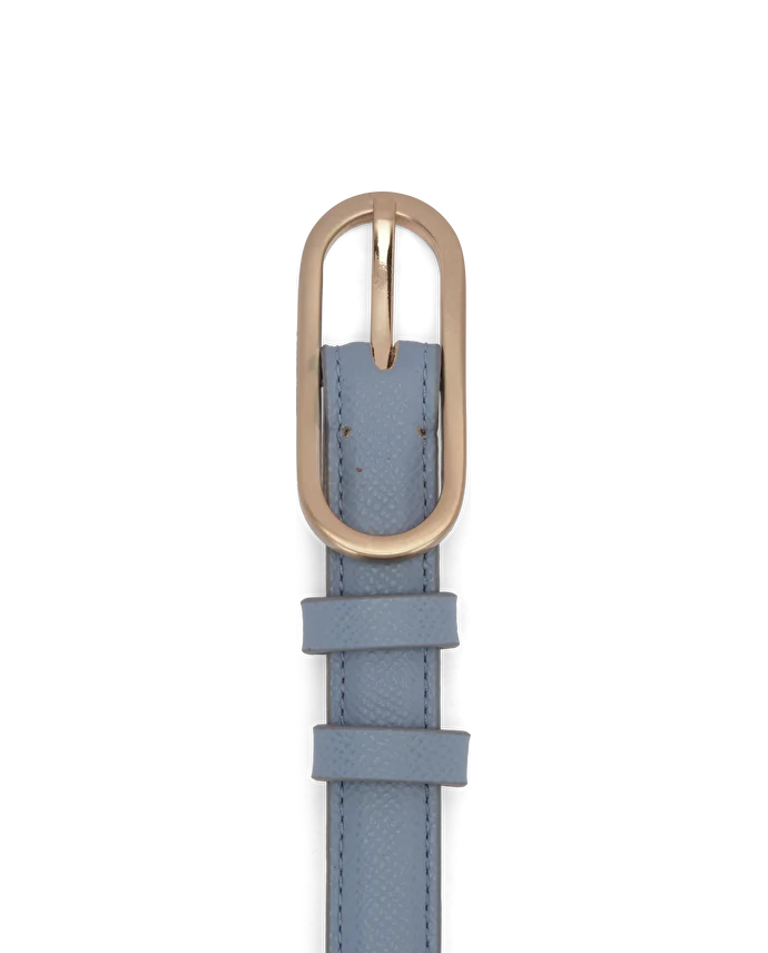 Lottusse Ceinture En Veau Imprimé Saffiano Bleu