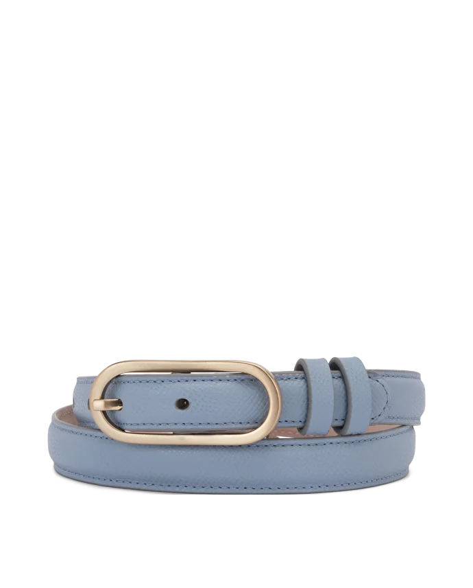 lottusse Ceinture en veau imprimé saffiano bleu