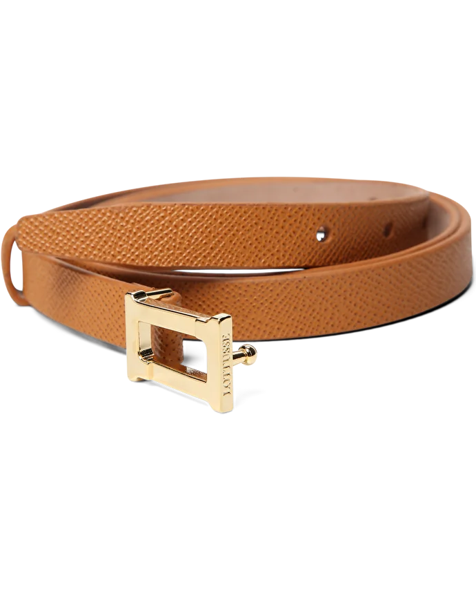 Lottusse Ceinture Fine En Veau Marron Saffiano