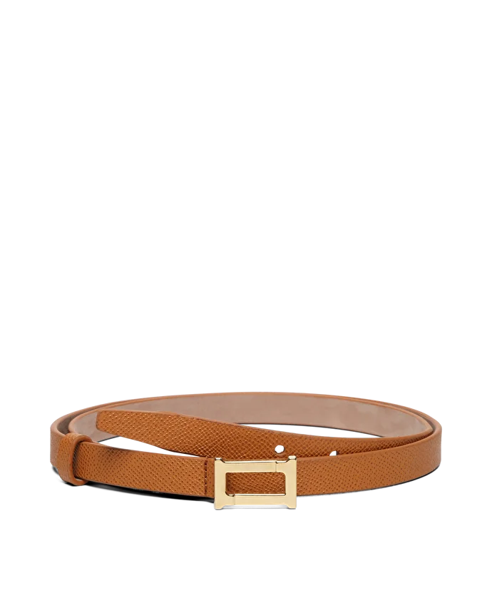 lottusse Ceinture fine en veau marron saffiano