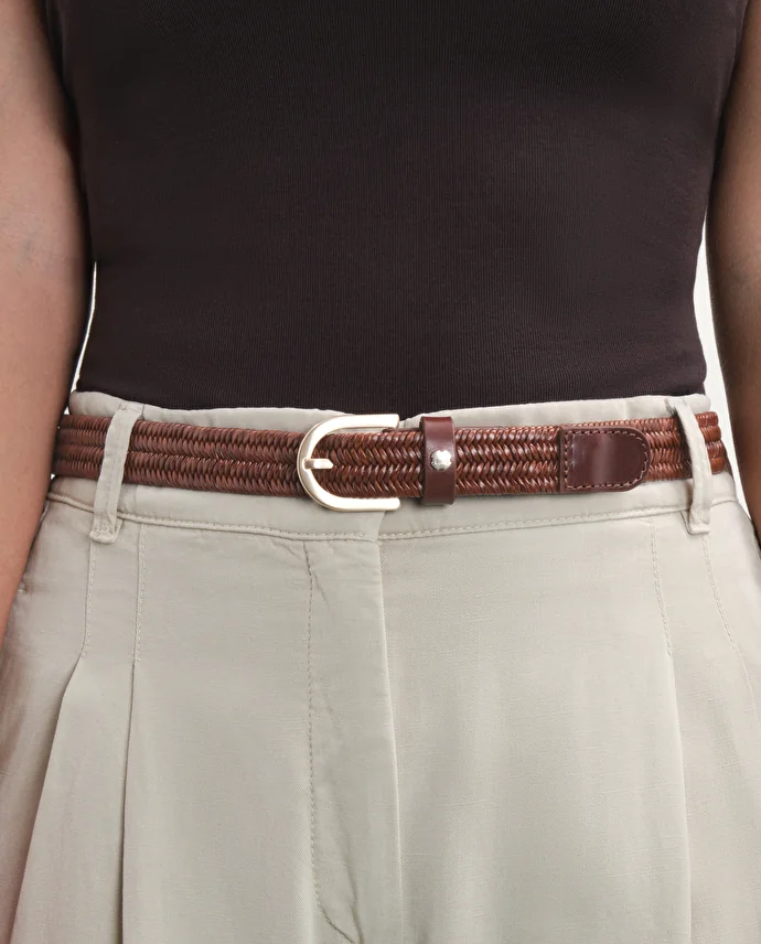 lottusse Ceinture Gante en Cuir de Vachette Marron