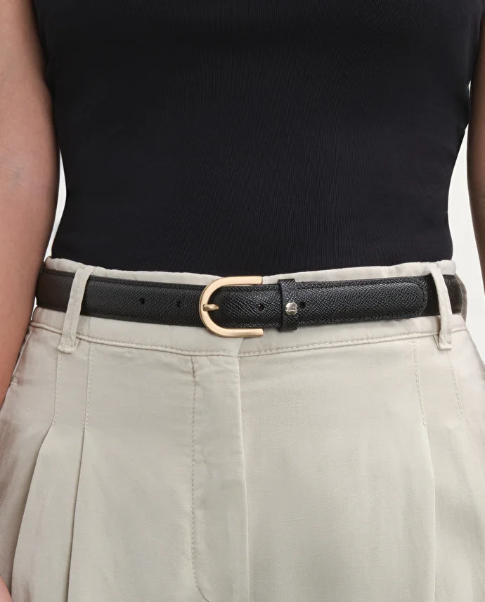 lottusse Ceinture Gante en Cuir de Vachette Noir