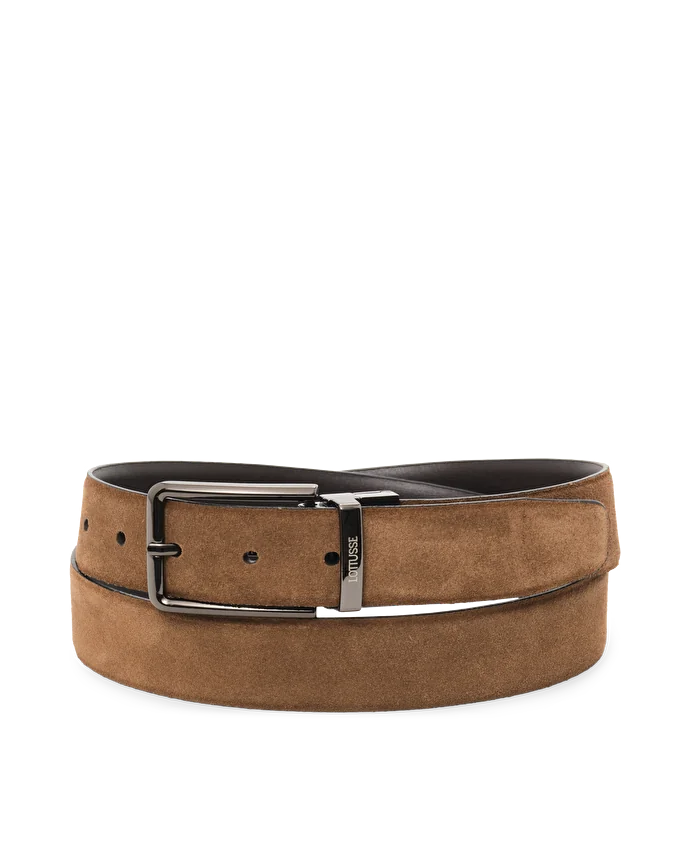 Lottusse Ceinture Réversible En Cuir De Vache Moka