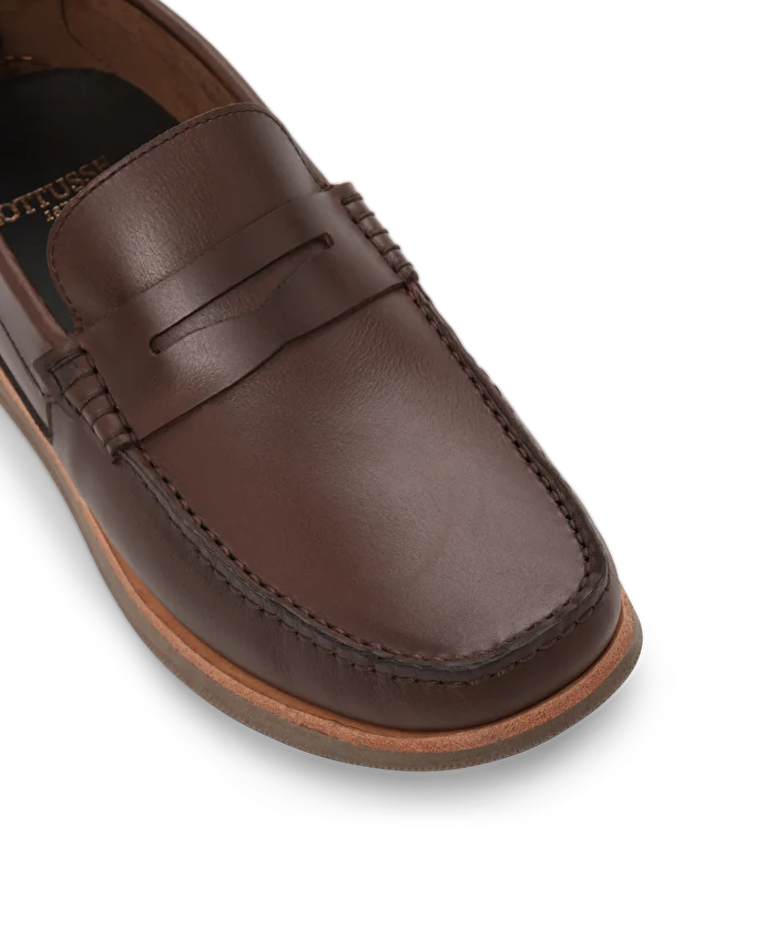 Lottusse Chaussures Bateau Cuir De Veau Moka