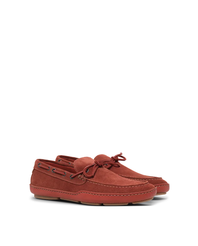 Lottusse Chaussures Bateau Cuir De Veau Rouge