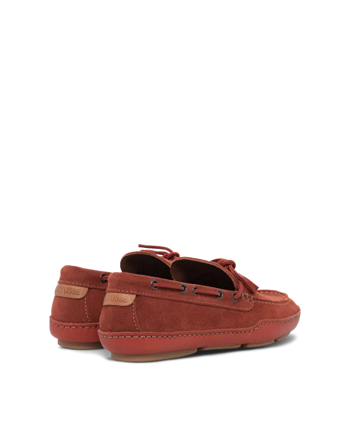 Lottusse Chaussures Bateau Cuir De Veau Rouge