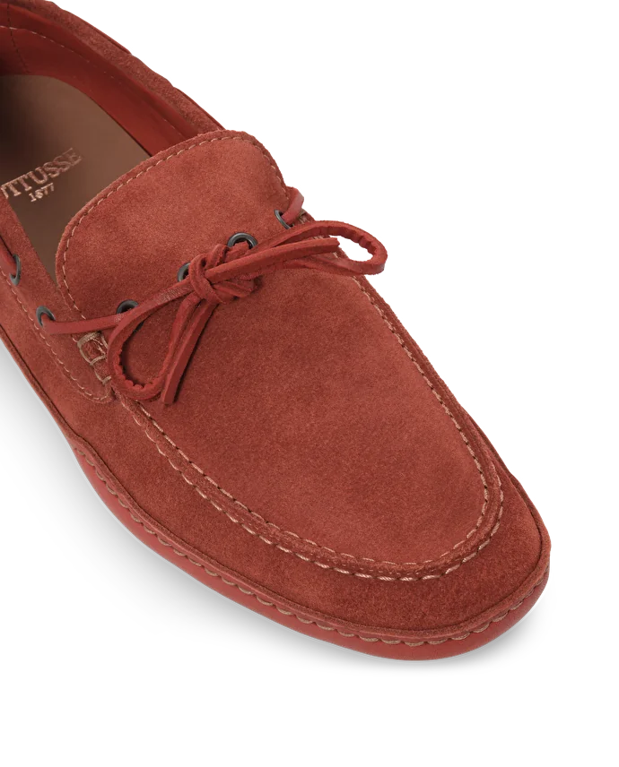 Lottusse Chaussures Bateau Cuir De Veau Rouge