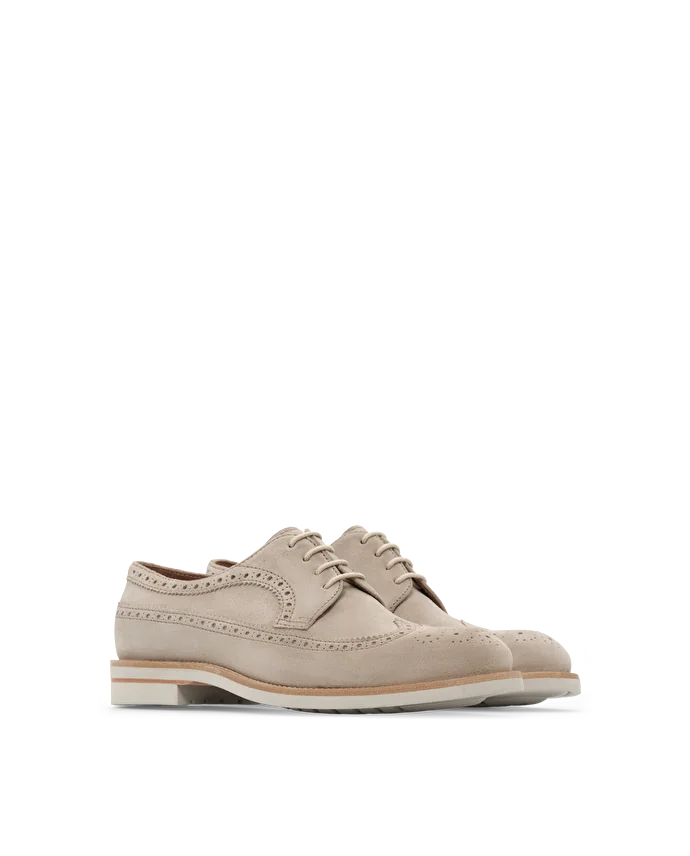 Lottusse Derby Brogué Cavour Cuir De Veau Taupe