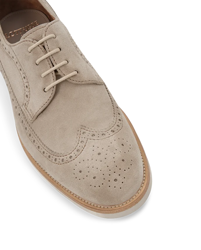 Lottusse Derby Brogué Cavour Cuir De Veau Taupe