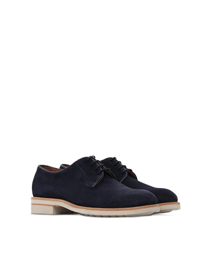 Lottusse Derby Cavour Cuir De Veau Bleu Marine