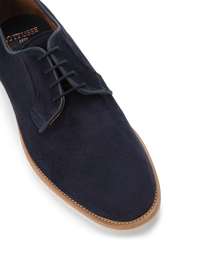 Lottusse Derby Cavour Cuir De Veau Bleu Marine