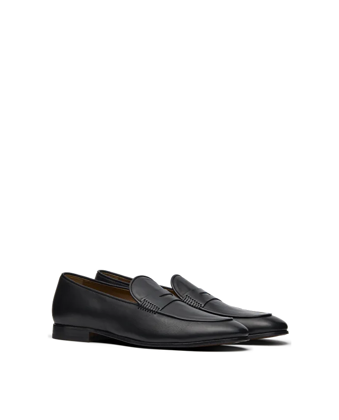 Lottusse Mocassin En Cuir De Veau Brossé Noir