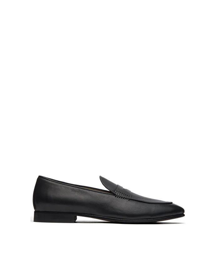 lottusse Mocassin En Cuir de Veau Brossé Noir