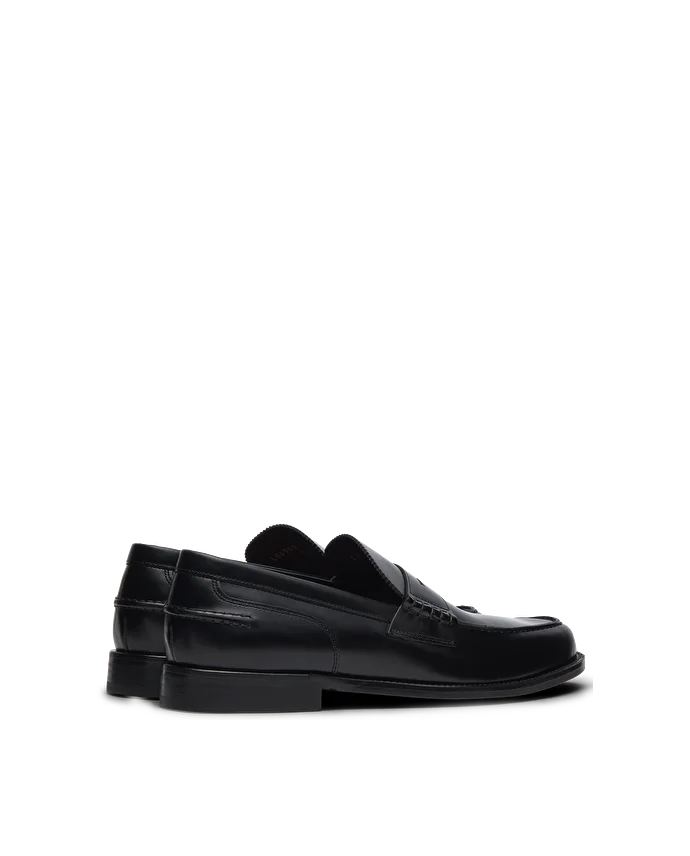 Lottusse Mocassins à Bande En Cuir De Veau Noir