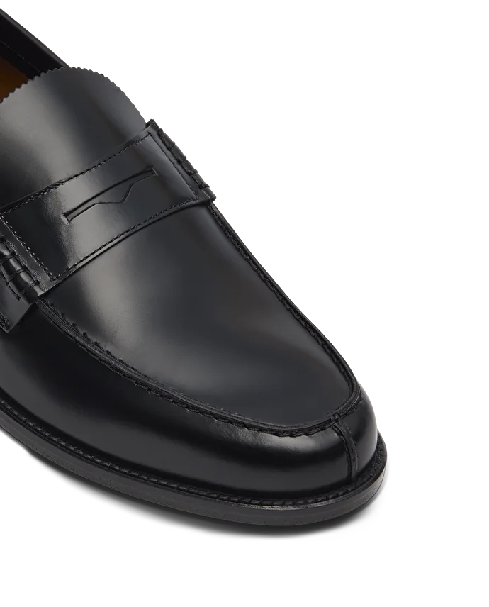 Lottusse Mocassins à Bande En Cuir De Veau Noir