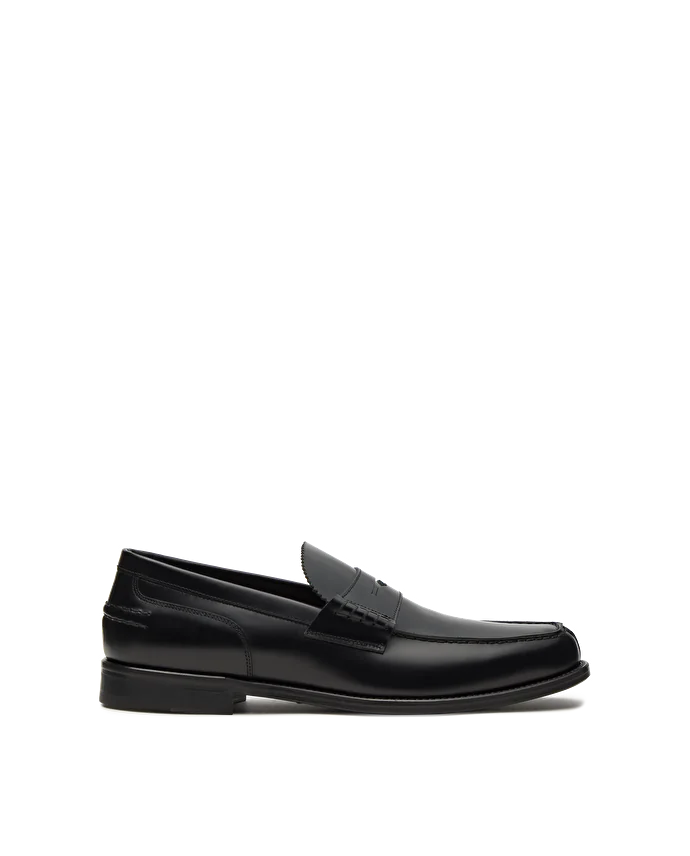 lottusse Mocassins à bande en cuir de Veau Noir