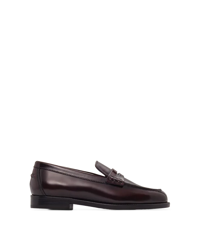 Lottusse Mocassins En Cuir De Veau Poli Bordeaux