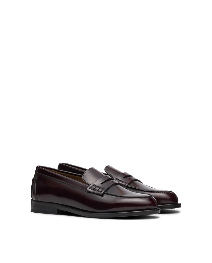 Lottusse Mocassins En Cuir De Veau Poli Bordeaux