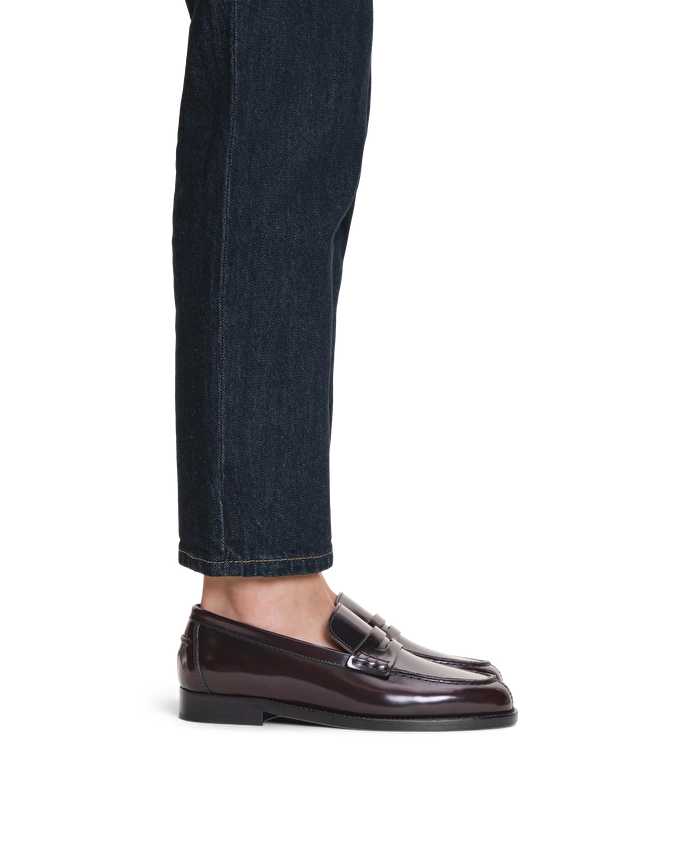 lottusse Mocassins En Cuir De Veau Poli Bordeaux