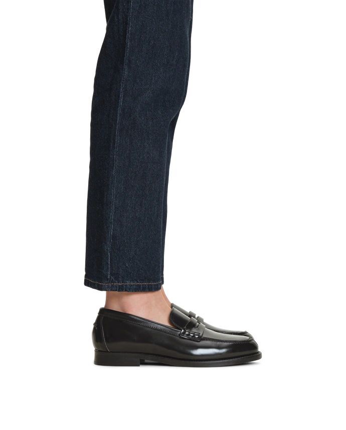 lottusse Mocassins En Cuir De Veau Poli Noir