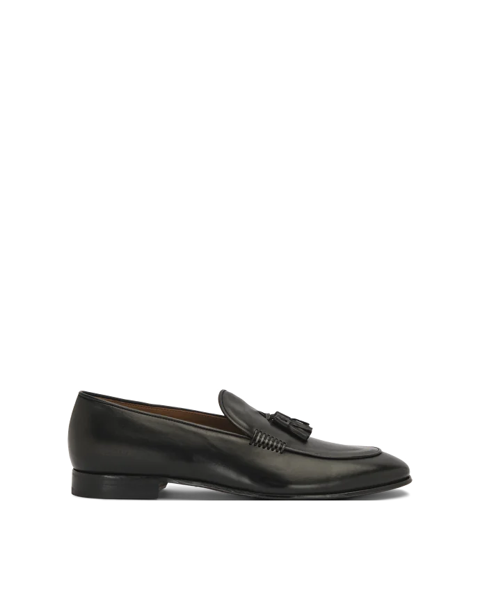 lottusse Mocassins en veau brossé noir