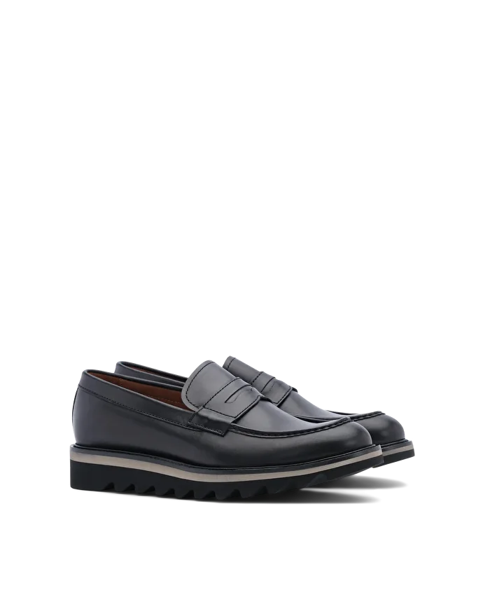 Lottusse Mocassins Noirs En Veau Aniline