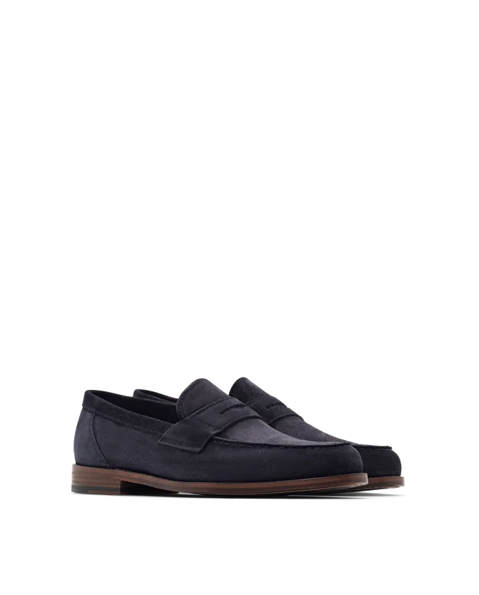 Lottusse Mocassins Yale Cuir De Veau Bleu Marine