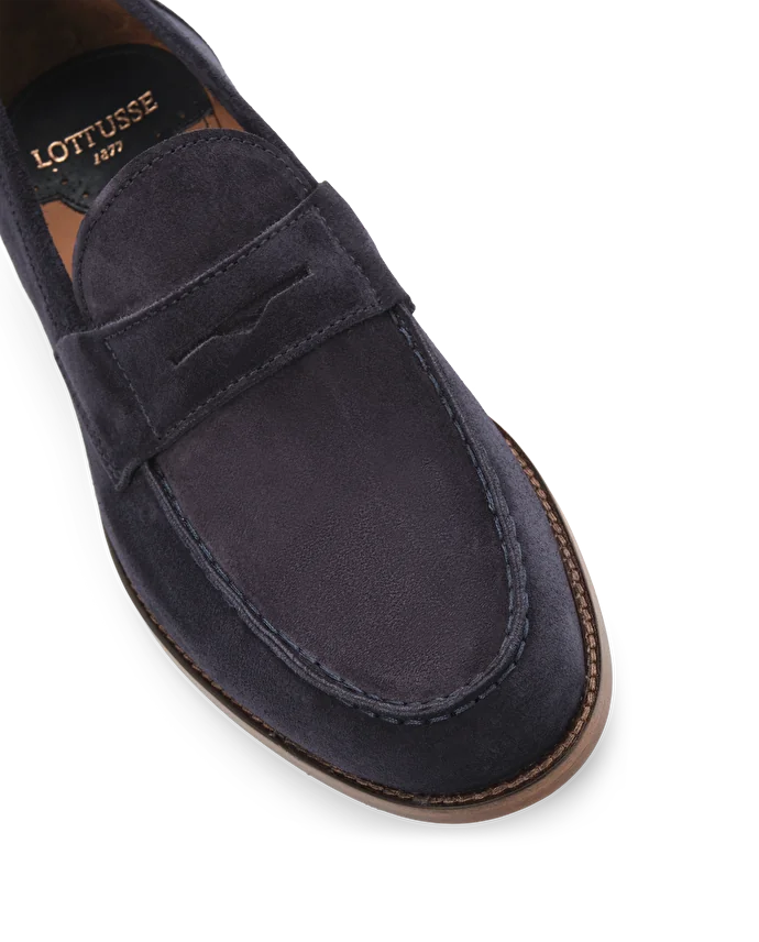 Lottusse Mocassins Yale Cuir De Veau Bleu Marine