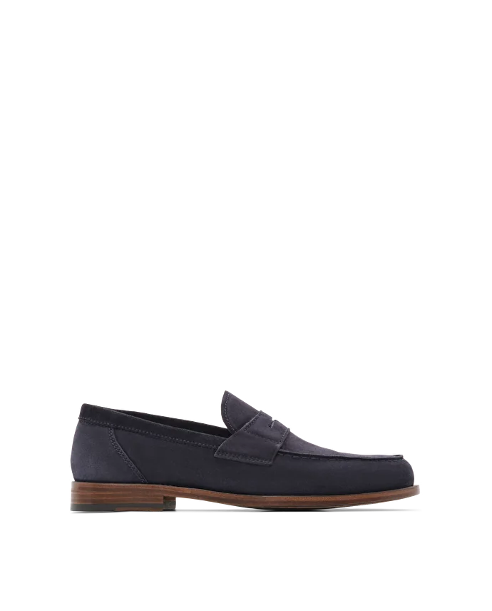 lottusse Mocassins Yale Cuir de Veau Bleu marine