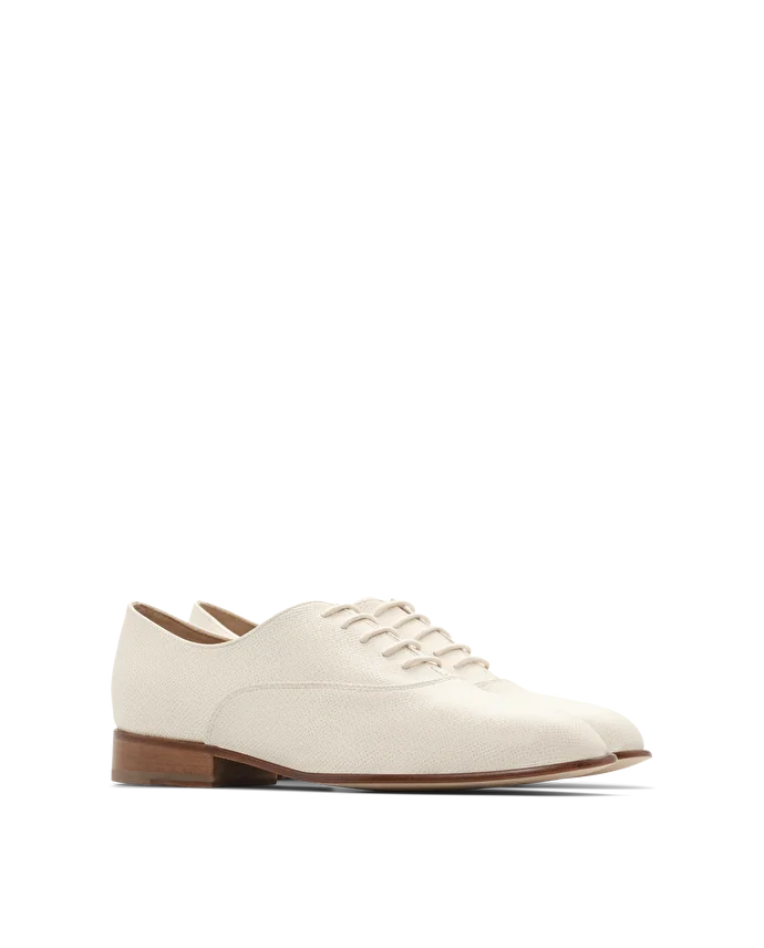 Lottusse Oxford Eb Veau Saffiano Blanc Cassé