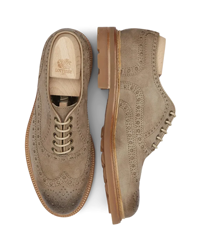 Lottusse Oxford Stanford Brogue Cuir De Cerf Taupe