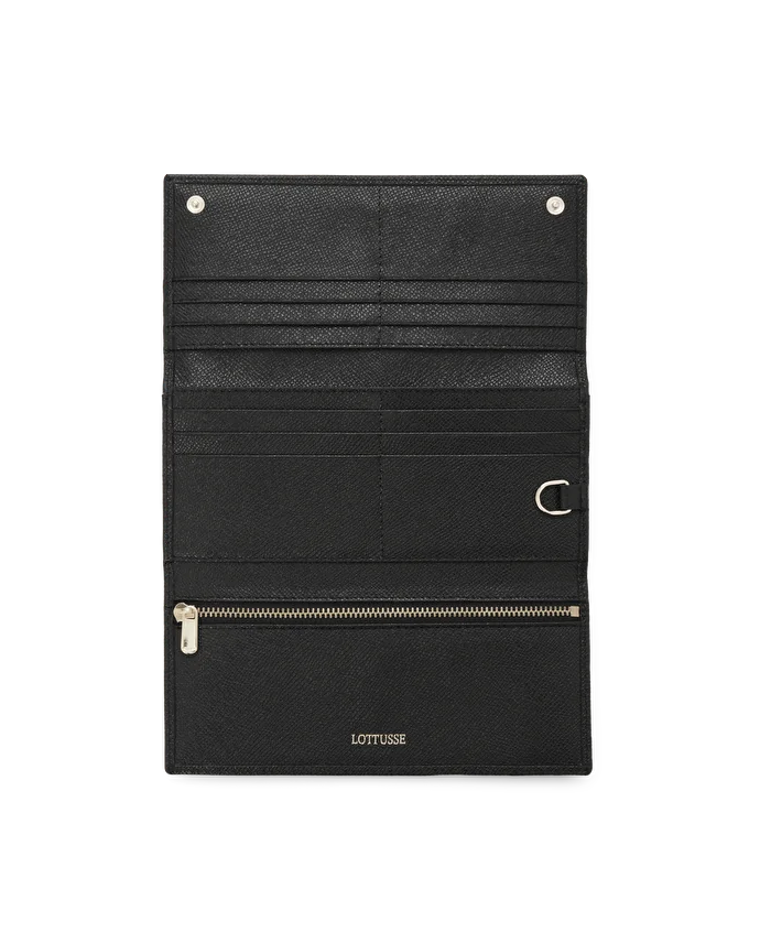 Lottusse Portefeuille En Cuir De Vache Noir