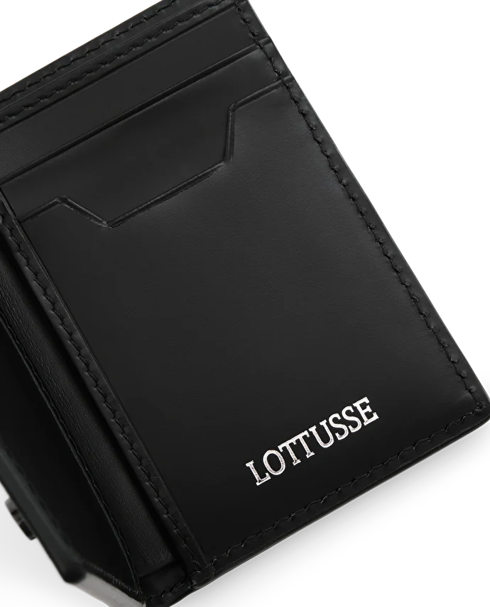 Lottusse Portefeuille En Cuir De Vache Noir