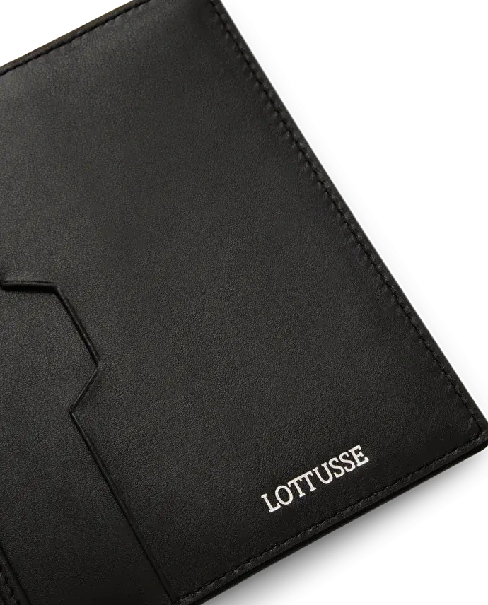 Lottusse Portefeuille En Cuir De Vache Noir