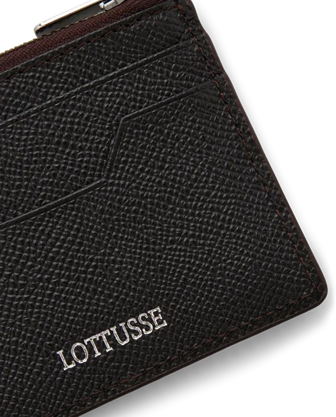 Lottusse Portefeuille Zippé En Cuir De Veau Moka